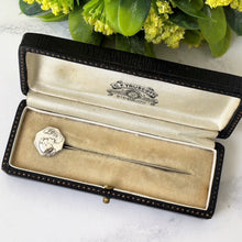 Cargar imagen en el visor de la galería, Art Nouveau Sterling Silver Stick Pin In Antique Box. Antique Silver Lapel/Tie/Cravat/Stock Formal Pin. Antique Art Nouveau Jewelry.
