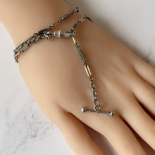 Cargar imagen en el visor de la galería, Victorian Albertina Watch/Chatelaine Chain. Antique Sterling Silver, Rolled Gold Pocket Watch Chain Bracelet/Necklace With T-Bar & Dog-Clip