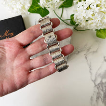 Cargar imagen en el visor de la galería, Antique Victorian Sterling Silver Book Chain Bracelet. Victorian Aesthetic Engraved Wide  Bookchain Bracelet. Floral Engraved Belt Bracelet