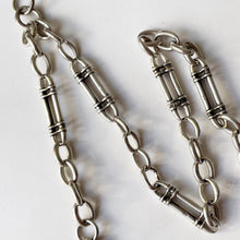 Cargar imagen en el visor de la galería, Antique Sterling Silver Albert Watch Chain With Glasgow Enamel Fob. Edwardian Fetter Chain. Antique Scottish Silver Watch Chain Bracelet