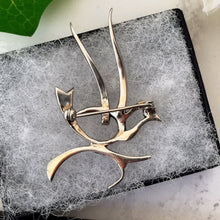 Cargar imagen en el visor de la galería, Antique Art Deco Silver Bird Brooch. Austro-Hungarian 800 Silver Dove Brooch. 1920's Stylised Silver & Marcasite Figural Lapel Pin, Austria