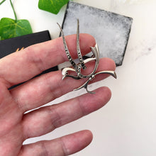 Cargar imagen en el visor de la galería, Antique Art Deco Silver Bird Brooch. Austro-Hungarian 800 Silver Dove Brooch. 1920's Stylised Silver & Marcasite Figural Lapel Pin, Austria