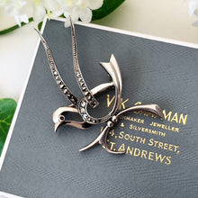 Cargar imagen en el visor de la galería, Antique Art Deco Silver Bird Brooch. Austro-Hungarian 800 Silver Dove Brooch. 1920's Stylised Silver & Marcasite Figural Lapel Pin, Austria