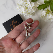 Load image into Gallery viewer, Antique Victorian Silver Sweetheart Brooch. Brides Lapel Pin, Love Birds, Bell, Mistletoe. Alternative Stock, Cravat, Tie Pin For Groom
