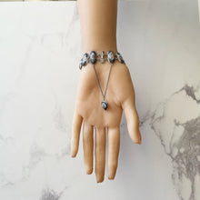 Cargar imagen en el visor de la galería, Antique Victorian Silver Enamel Bracelet With Heart Charm. Hand Painted Panel Bracelet, Flowers, Fauna, Birds. Venetian Souvenir Bracelet