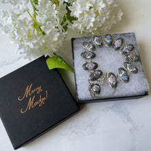 Cargar imagen en el visor de la galería, Antique Victorian Silver Enamel Bracelet With Heart Charm. Hand Painted Panel Bracelet, Flowers, Fauna, Birds. Venetian Souvenir Bracelet