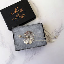 Charger l'image dans la galerie, Edwardian Arts and Crafts Pendant Necklace. Antique Art Nouveau Silver & Pearl Drop Pendant/Brooch. Art Nouveau Water Lily Leaf Pendant