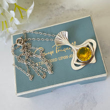 Cargar imagen en el visor de la galería, Antique Art Nouveau Pendant Necklace. Koi Fish 835 Silver Citrine Pendant, Antique Sterling Belcher Chain. Fan Tail Fish Pendant, SG Germany