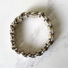 Cargar imagen en el visor de la galería, Antique Victorian Sterling Silver Book Chain Bracelet. Victorian Aesthetic Engraved Wide  Bookchain Bracelet. Floral Engraved Belt Bracelet