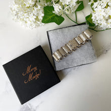 Cargar imagen en el visor de la galería, Antique Victorian Sterling Silver Book Chain Bracelet. Victorian Aesthetic Engraved Wide  Bookchain Bracelet. Floral Engraved Belt Bracelet