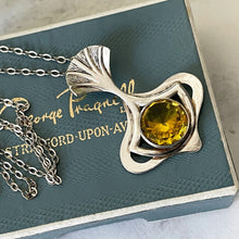Cargar imagen en el visor de la galería, Antique Art Nouveau Pendant Necklace. Koi Fish 835 Silver Citrine Pendant, Antique Sterling Belcher Chain. Fan Tail Fish Pendant, SG Germany