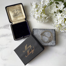 Cargar imagen en el visor de la galería, Antique Scottish Silver Celtic Penannular Pin In Case. Engraved Sterling Silver Celtic Knot & Bird Circle Brooch. Antique Scottish Jewellery