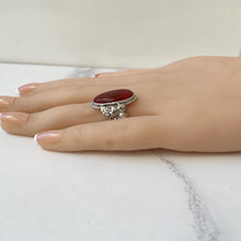 Cargar imagen en el visor de la galería, Antique Arts & Crafts Silver Carnelian Ring. Art Nouveau Sterling Silver Grapevine Ring, Size UK/O, US /7. Edwardian Carnelian Cabochon Ring