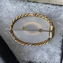 Cargar imagen en el visor de la galería, Antique Victorian Turquoise & White Chalcedony Mourning Brooch. Silver, Gold Gilt Locket Brooch With Hair Compartment. Antique Jewelry