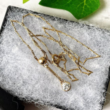 Charger l'image dans la galerie, Vintage 9ct Gold CZ Diamond Pendant Necklace. Simulated Diamond Solitaire Pendant, 16" Chain. White Gemstone Necklace, Hallmarked London