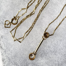 Charger l'image dans la galerie, Vintage 9ct Gold CZ Diamond Pendant Necklace. Simulated Diamond Solitaire Pendant, 16" Chain. White Gemstone Necklace, Hallmarked London