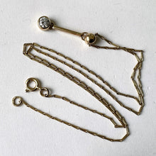 Charger l'image dans la galerie, Vintage 9ct Gold CZ Diamond Pendant Necklace. Simulated Diamond Solitaire Pendant, 16" Chain. White Gemstone Necklace, Hallmarked London