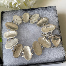 Cargar imagen en el visor de la galería, Antique Victorian Silver Enamel Bracelet With Heart Charm. Hand Painted Panel Bracelet, Flowers, Fauna, Birds. Venetian Souvenir Bracelet