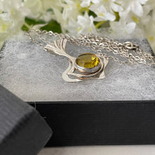 Cargar imagen en el visor de la galería, Antique Art Nouveau Pendant Necklace. Koi Fish 835 Silver Citrine Pendant, Antique Sterling Belcher Chain. Fan Tail Fish Pendant, SG Germany