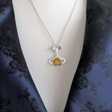 Cargar imagen en el visor de la galería, Antique Art Nouveau Pendant Necklace. Koi Fish 835 Silver Citrine Pendant, Antique Sterling Belcher Chain. Fan Tail Fish Pendant, SG Germany