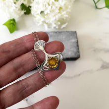 Cargar imagen en el visor de la galería, Antique Art Nouveau Pendant Necklace. Koi Fish 835 Silver Citrine Pendant, Antique Sterling Belcher Chain. Fan Tail Fish Pendant, SG Germany