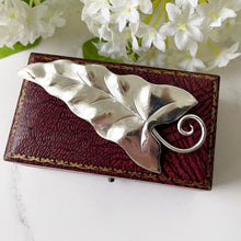 Carica l'immagine nel visualizzatore di Gallery, Sterling Silver Leaf Brooch, Signed Bowles. Handwrought American Arts & Crafts Movement Brooch. Antique/Vintage Arts And Crafts Jewelry