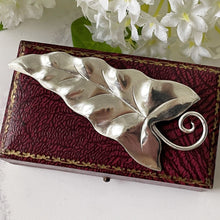 Carica l'immagine nel visualizzatore di Gallery, Sterling Silver Leaf Brooch, Signed Bowles. Handwrought American Arts & Crafts Movement Brooch. Antique/Vintage Arts And Crafts Jewelry