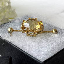 Charger l'image dans la galerie, Antique Victorian Scottish Citrine 9ct Gold Brooch. 15ct Lemon Citrine Brooch. Antique Scottish Cairngorm 9ct Gold Lapel/Stock/Cravat Pin.