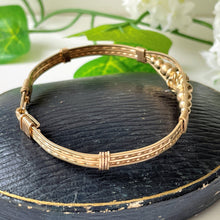 Cargar imagen en el visor de la galería, Antique Victorian 9ct Rolled Gold Bracelet. Yellow Gold Filled Etruscan Bangle. Twisted Gold Wire Roman Rope Bangle. Narrow Flexible Bangle