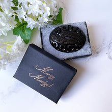 Load image into Gallery viewer, Antique Victorian Whitby Jet Snake Brooch. Carved English Jet & Silver Serpent Brooch. Large Oval Lapel Pin. Victorian Mourning Jewelry