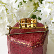 Charger l'image dans la galerie, Antique Victorian Scottish Citrine 9ct Gold Brooch. 15ct Lemon Citrine Brooch. Antique Scottish Cairngorm 9ct Gold Lapel/Stock/Cravat Pin.