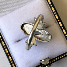 Load image into Gallery viewer, Antique Art Deco Silver Marcasite Ring. Vintage 1930s Ostrich Feather & Flower Ring. Sterling Silver Elongated Oval Ring. Size L UK/5.75 US