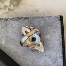 Charger l'image dans la galerie, Antique Chinese Engraved Sterling Silver Double Fish Ring. Art Deco Paste Diamond & Jade Marquise Ring. Optical Illusion Good Luck Amulet