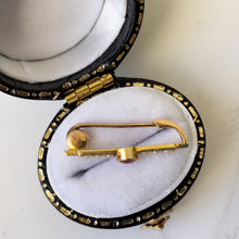Carica l'immagine nel visualizzatore di Gallery, Antique Pink Garnet & Pearl 9ct Gold Pin. Edwardian Stock/Tie/Cravat/Collar Pin. Rhodolite Garnet and Seed Pearl Tiny Gold Brooch