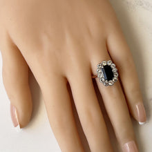 Cargar imagen en el visor de la galería, Antique Georgian Sapphire Ring, 18ct Gold. Blue Baguette Cut & White Rose Cut Sapphire Cluster Ring. Georgian/Victorian Halo Engagement Ring