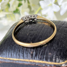 Carica l'immagine nel visualizzatore di Gallery, Antique Art Deco 18ct Gold Platinum 3 Stone Diamond Ring. Old Single Cut Diamond Trilogy Ring. Antique Diamond Band Wedding Engagement Ring