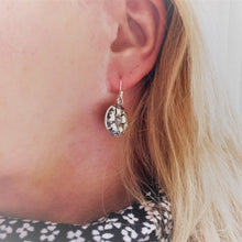 Carica l'immagine nel visualizzatore di Gallery, Arts & Crafts Sterling Silver Flower Earrings. Antique Art Nouveau Pendant Drop Earrings. Hammered Shadow Box Poppy Motif Earrings.