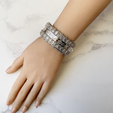 Carica l'immagine nel visualizzatore di Gallery, Antique Victorian Aesthetic Engraved Silver Bracelet. Engraved Forget-Me-Not & Silver Bead Wide Hinged Bangle, Hallmarked 1883