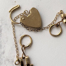 Carica l'immagine nel visualizzatore di Gallery, Vintage 9ct Gold Gate Bracelet With Heart Padlock Clasp. English Hallmarked Sweetheart Bracelet. Yellow Gold Fancy Link Love Bracelet