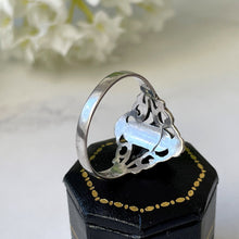 Cargar imagen en el visor de la galería, Vintage Whitby Jet Marquise Ring. Antique Art Nouveau/Arts & Crafts Sterling Silver Ring.  Large English Jet Cabochon Ring Size UK/U, US/10