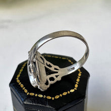 Cargar imagen en el visor de la galería, Vintage Whitby Jet Marquise Ring. Antique Art Nouveau/Arts & Crafts Sterling Silver Ring.  Large English Jet Cabochon Ring Size UK/U, US/10