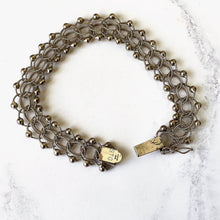 Carica l'immagine nel visualizzatore di Gallery, Vintage Sterling Silver Fancy Link Bracelet. English 1970s Silver Chainmail Bracelet. Retro Orb & Ball Silver Bracelet, London Hallmarks
