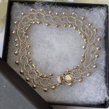 Carica l'immagine nel visualizzatore di Gallery, Vintage Sterling Silver Fancy Link Bracelet. English 1970s Silver Chainmail Bracelet. Retro Orb & Ball Silver Bracelet, London Hallmarks
