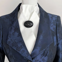 Load image into Gallery viewer, Antique Victorian Whitby Jet Snake Brooch. Carved English Jet & Silver Serpent Brooch. Large Oval Lapel Pin. Victorian Mourning Jewelry