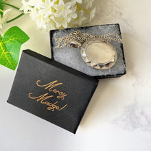 Carica l'immagine nel visualizzatore di Gallery, Antique Victorian Silver Flower Locket & Chain. Embossed Engraved Chrysanthemum Photo Locket. Large Puffy Sterling Silver Locket Necklace