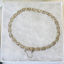 Cargar imagen en el visor de la galería, Antique Art Deco Silver Paste & Diamond Bracelet. 1920s Diamante Tulip Bracelet. Sterling Silver Flower Bracelet. Articulated Line Bracelet