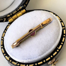 Carica l'immagine nel visualizzatore di Gallery, Antique Pink Garnet & Pearl 9ct Gold Pin. Edwardian Stock/Tie/Cravat/Collar Pin. Rhodolite Garnet and Seed Pearl Tiny Gold Brooch
