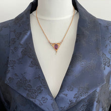 Charger l'image dans la galerie, Antique Art Nouveau Lavalier Necklace. Edwardian 9ct Gold, Amethyst & Pearl Gold Lavaliere Necklace. Pendant Drop Necklace, Torpedo Clasp.