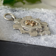 Carica l'immagine nel visualizzatore di Gallery, Antique Edwardian Silver & 9ct Gold Scottish Lion Fob Pendant, Hallmarked 1906. Royal Crest/Coat of Arms Fob, Crown, Garter, Saltire Cross.