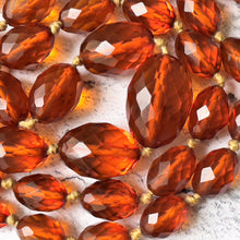 Cargar imagen en el visor de la galería, Antique Art Deco Baltic Amber Long Necklace. Large Faceted Olive Bead Genuine Amber Necklace. 1930s Vintage Cognac Amber 40" Rope Necklace